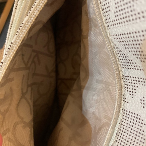 Calvin Klein Tan and White Crossbody Bag with Monogram - Picture 7 of 9